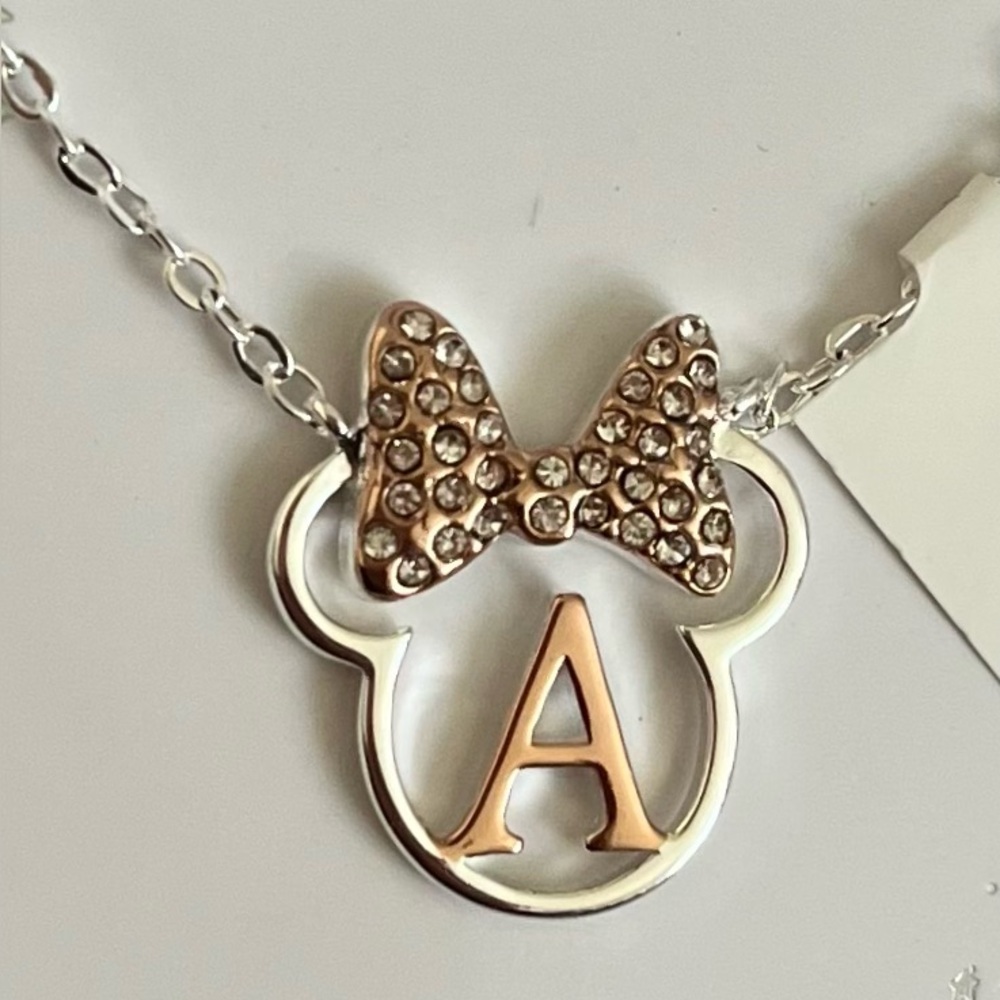 Disney Minnie Mouse Silver Plated Necklace A Letter